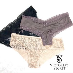 3 Pairs VS Cheeky Bikini Lace Panties Bundle Set